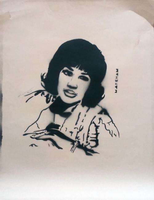 Aretha Franklin (frisket print)
